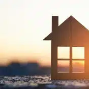 small house with the sunset